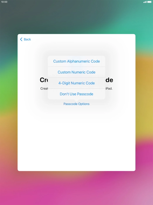 Follow the instructions on the screen to turn on use of lock code or press Don't Use Passcode. Follow the instructions on the screen to turn on use of lock code or press Don't Use Passcode.