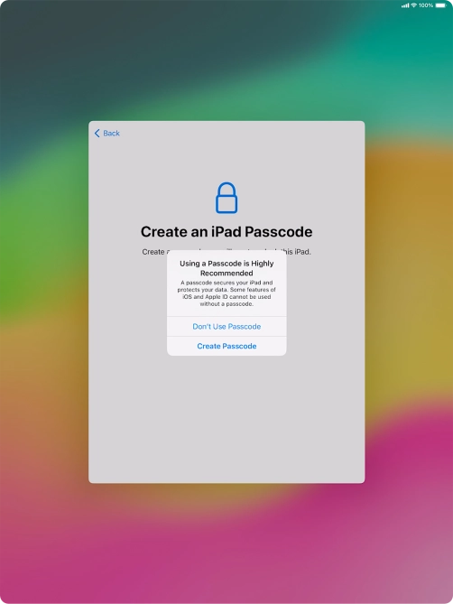 If you turn off the function, press Don't Use Passcode. If you turn off the function, press Don't Use Passcode.