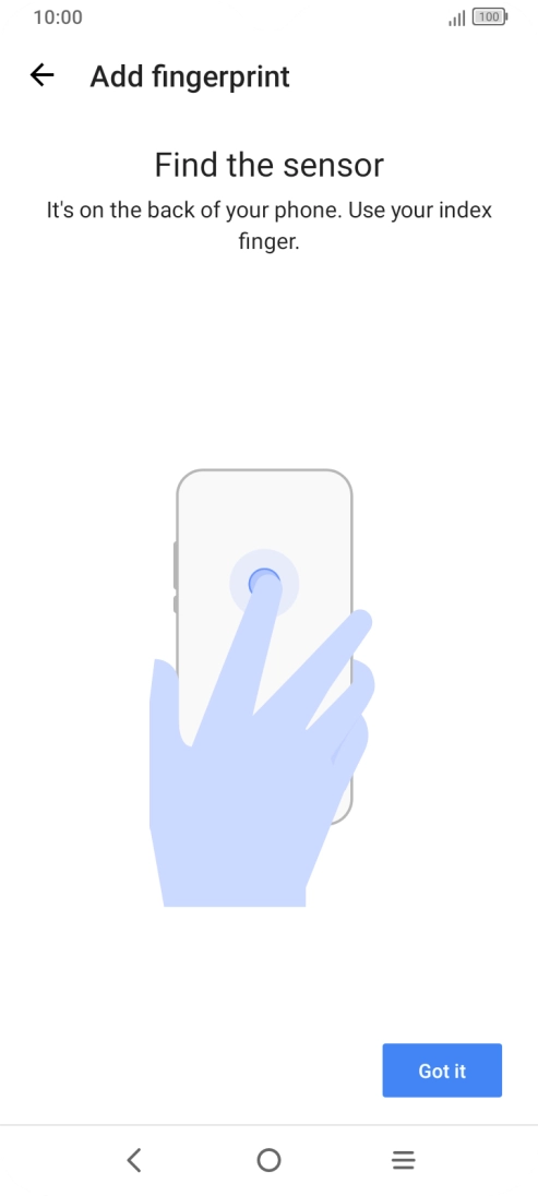 Follow the instructions on the screen to create the phone lock code using your fingerprint. Follow the instructions on the screen to create the phone lock code using your fingerprint.