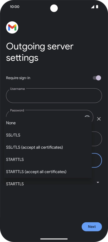 Press SSL/TLS. Press SSL/TLS.