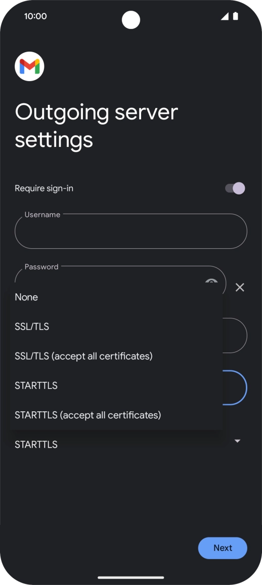 Press SSL/TLS. Press SSL/TLS.
