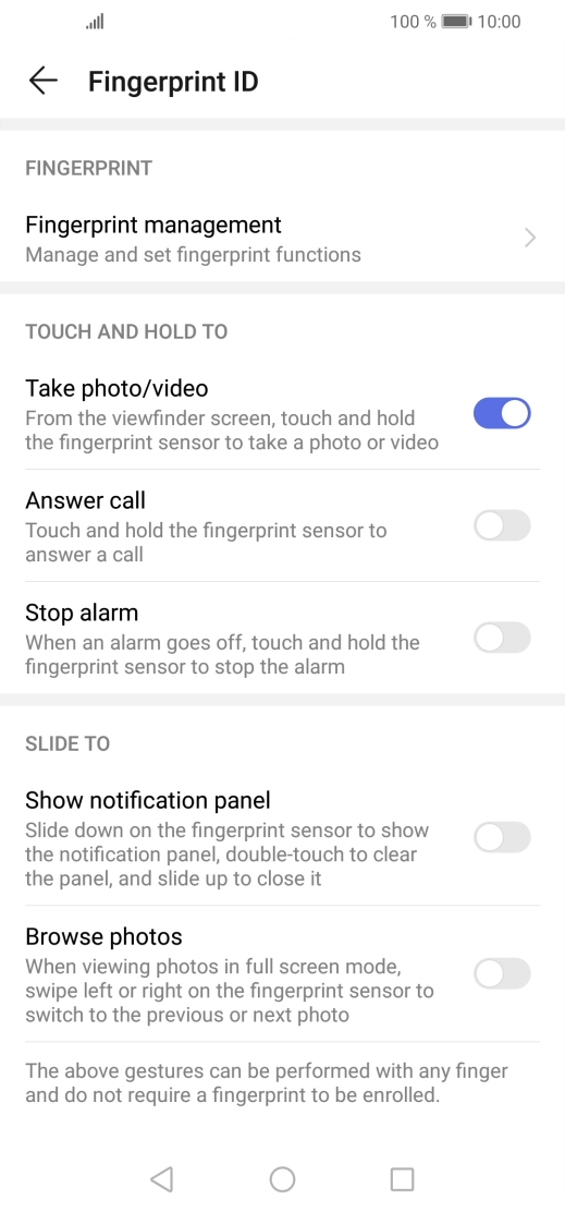 Press Fingerprint management. Press Fingerprint management.