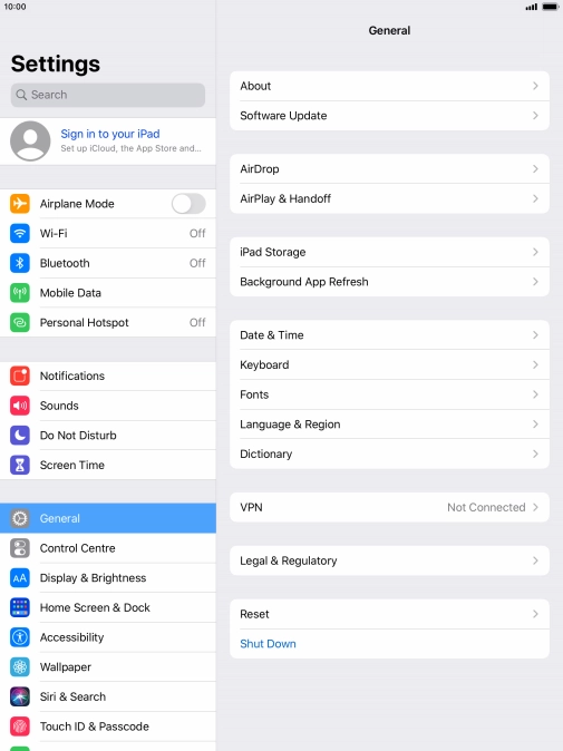 Press Sign in to your iPad. Press Sign in to your iPad.