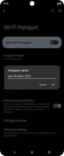 Key in the required Wi-Fi hotspot name and press OK. Key in the required Wi-Fi hotspot name and press OK.