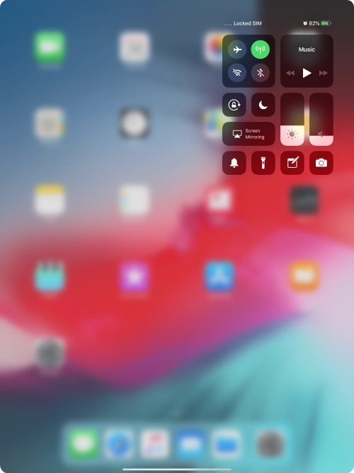 Press the flight mode icon to turn the function on or off. Press the flight mode icon to turn the function on or off.