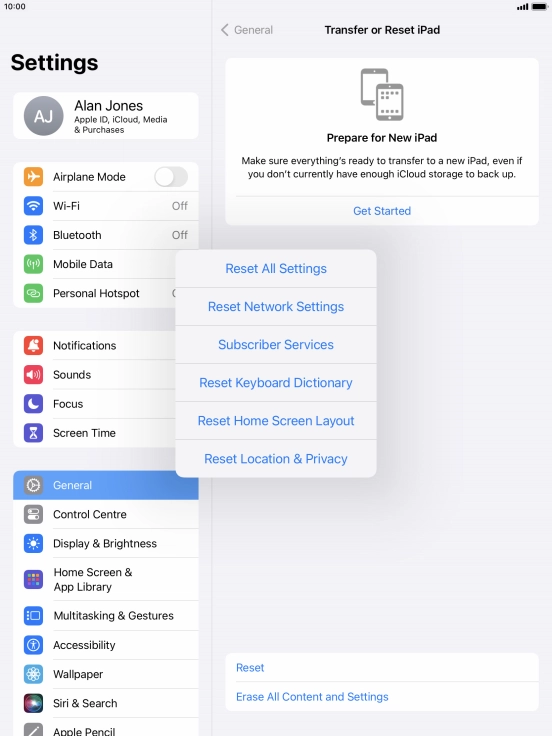 Press Reset All Settings. Press Reset All Settings.