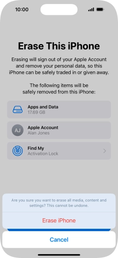 Press Erase iPhone. Press Erase iPhone.