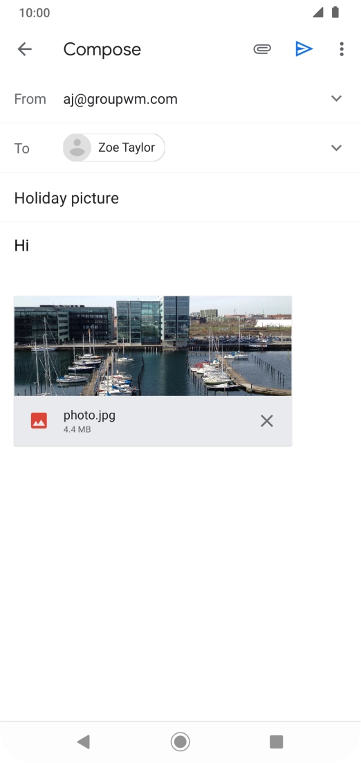 Press the send icon when you've finished your email. Press the send icon when you've finished your email.