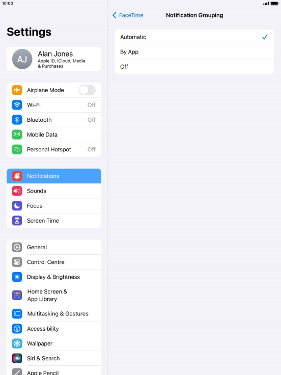 Press the required setting. Press the required setting.