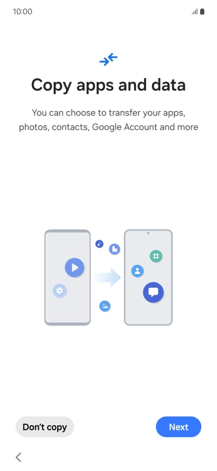 You can transfer the contents of another phone to your phone when it's activated for the first time and after a factory reset. When this screen is displayed, your phone is ready to transfer contents from another phone. You can transfer the contents of another phone to your phone when it's activated for the first time and after a factory reset. When this screen is displayed, your phone is ready to transfer contents from another phone.