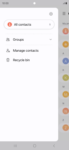 Press Manage contacts. Press Manage contacts.