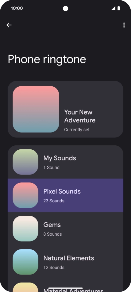 Press the required category. Press the required category.