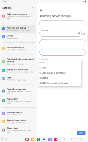 Press SSL/TLS. Press SSL/TLS.