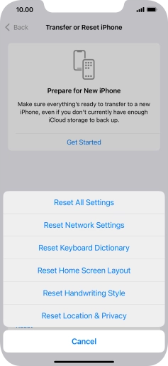 Press Reset All Settings. Press Reset All Settings.