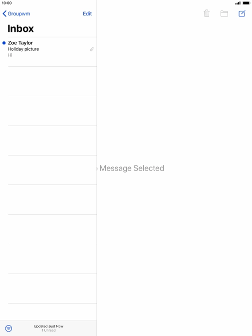 Press the new email icon. Press the new email icon.