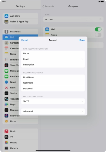 Press SMTP. Press SMTP.