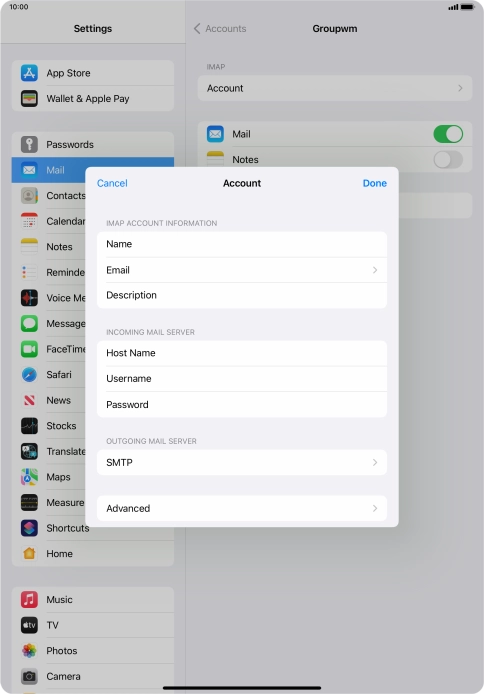 Press SMTP. Press SMTP.