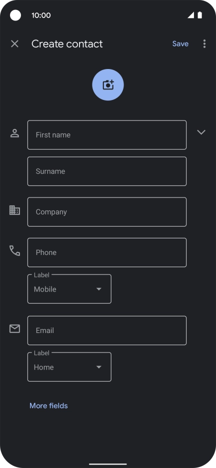 Press First name and key in the required first name. Press First name and key in the required first name.