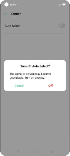 Press Off to turn off the function and wait while your phone searches for networks. Press Off to turn off the function and wait while your phone searches for networks.