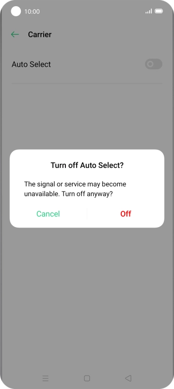 Press Off to turn off the function and wait while your phone searches for networks. Press Off to turn off the function and wait while your phone searches for networks.