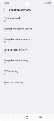 Press Google Location Accuracy. Press Google Location Accuracy.