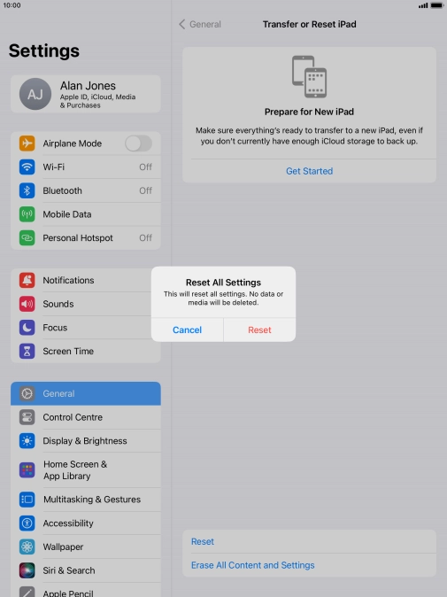 Press Reset. Press Reset.