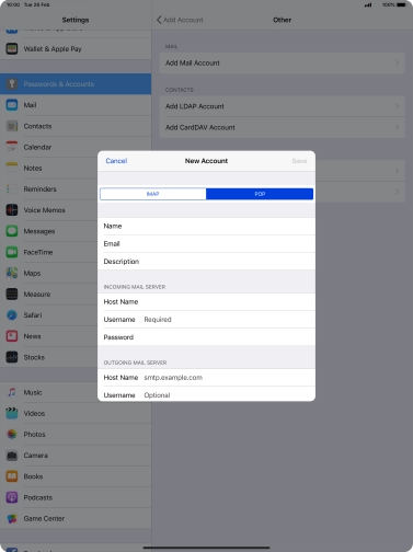 Press Username and key in the username for your email account. Press Username and key in the username for your email account.