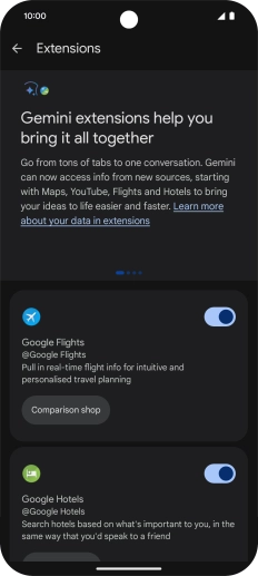 Press the indicator next to the required extension to turn on the function. Press the indicator next to the required extension to turn on the function.