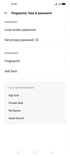 Press Fingerprint and key in the additional phone lock code you created earlier. Press Fingerprint and key in the additional phone lock code you created earlier.