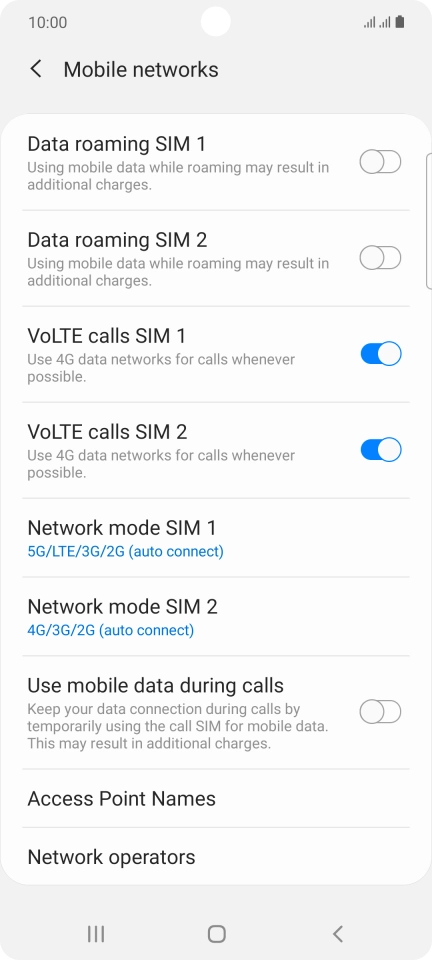Press Network mode ‹SIM›. Press Network mode ‹SIM›.