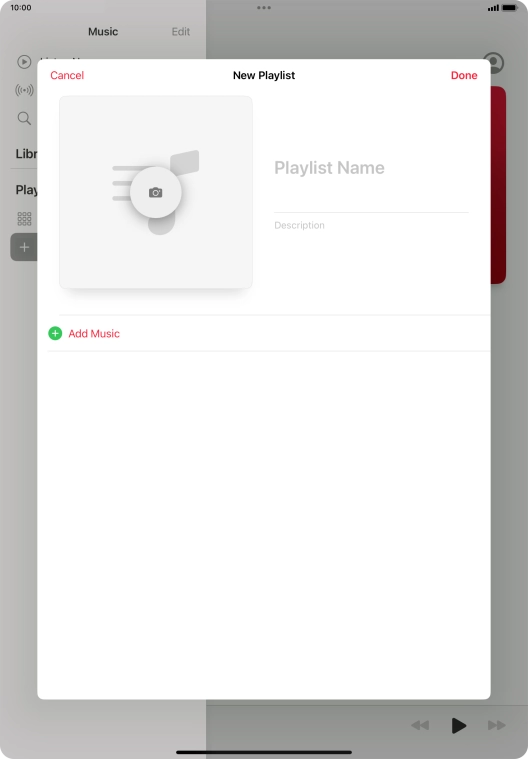 Press the text input field and key in a name for the playlist. Press the text input field and key in a name for the playlist.