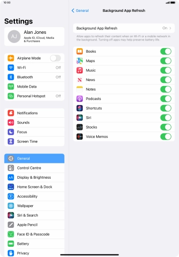 Press Background App Refresh. Press Background App Refresh.