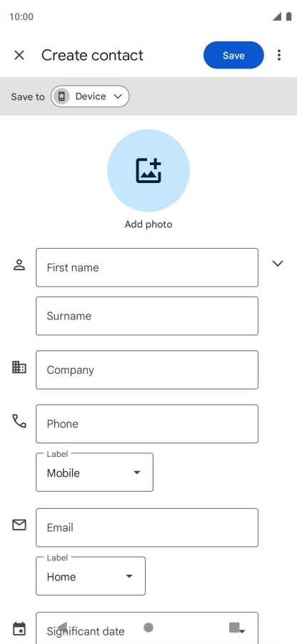 Press First name and key in the first name. Press First name and key in the first name.