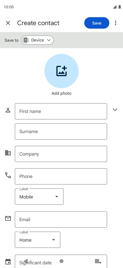 Press First name and key in the first name. Press First name and key in the first name.