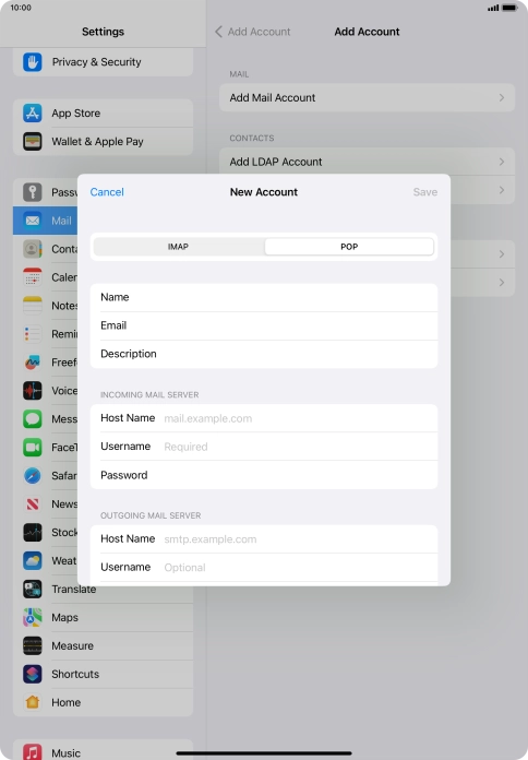 Press Host Name and key in the name of your email provider's incoming server. Press Host Name and key in the name of your email provider's incoming server.
