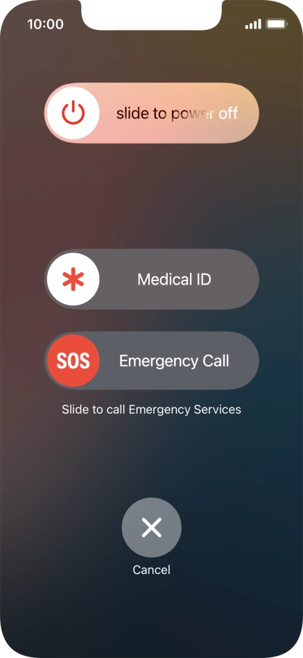 Press and drag the power off icon right. Press and drag the power off icon right.