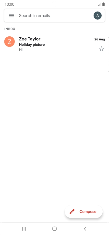 Press the email account icon. Press the email account icon.
