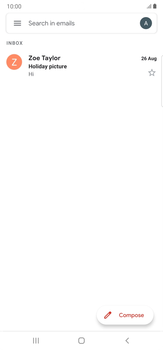 Press the email account icon. Press the email account icon.