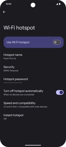 Press Hotspot password and key in the required password. Press Hotspot password and key in the required password.