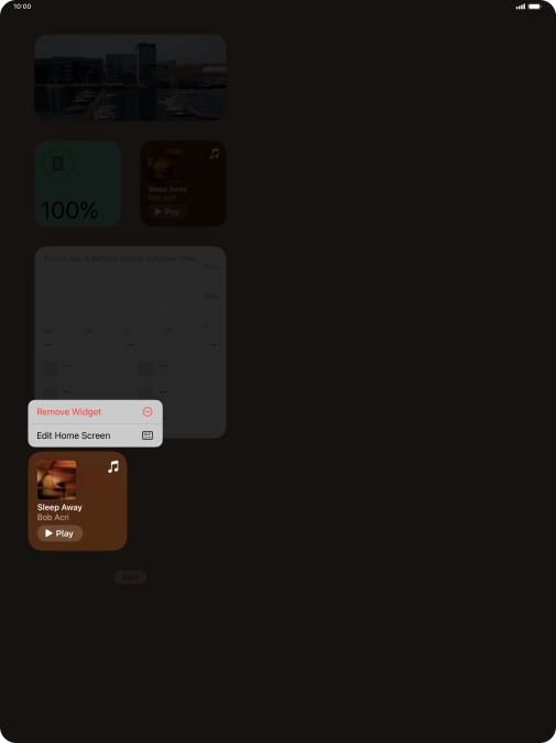 Press the required widget. Press the required widget.
