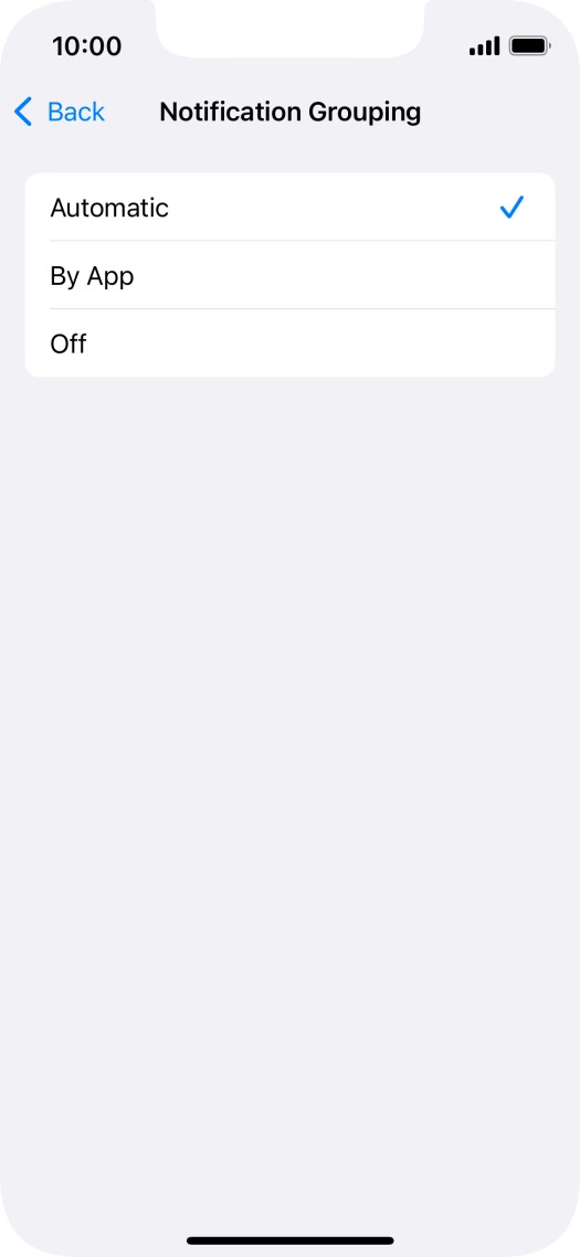 Press the required setting. Press the required setting.