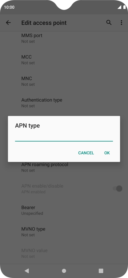 Key in default and press OK. Key in default and press OK.