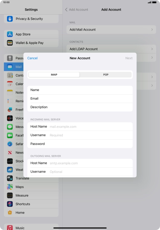 Press IMAP. Press IMAP.