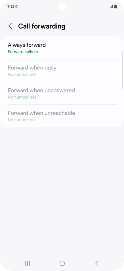 Press the required divert type. Press the required divert type.