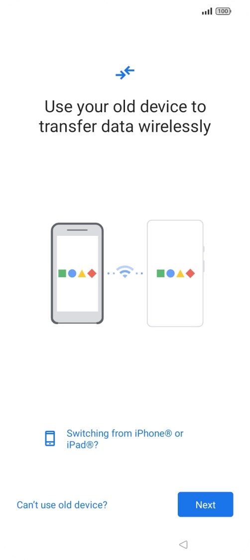 Follow the instructions on the screen to transfer content from another phone. Follow the instructions on the screen to transfer content from another phone.