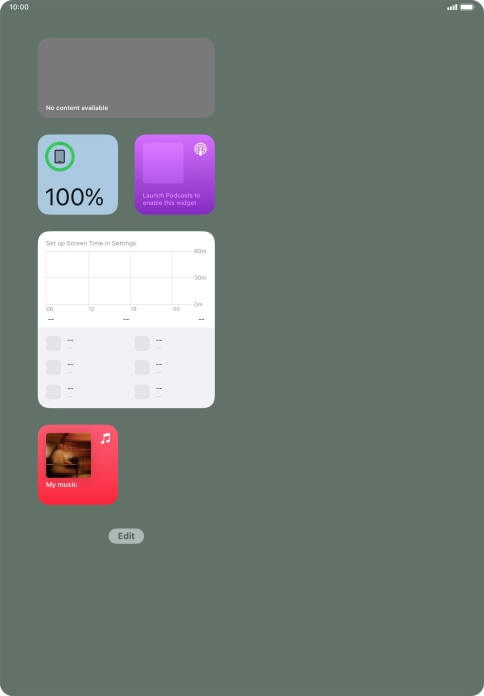 Press and hold the required widget until a pop-up menu is displayed. Press and hold the required widget until a pop-up menu is displayed.