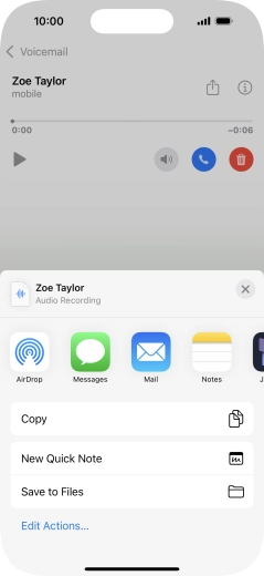Press the required setting and follow the instructions on the screen to share or save the message. Press the required setting and follow the instructions on the screen to share or save the message.