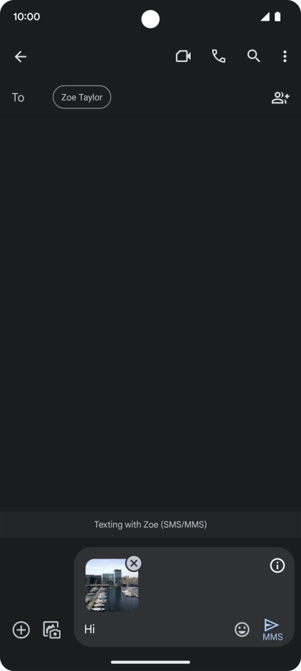 Press the send icon when you've finished your MMS. Press the send icon when you've finished your MMS.