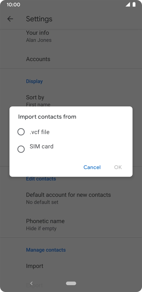 Press SIM card. Press SIM card.