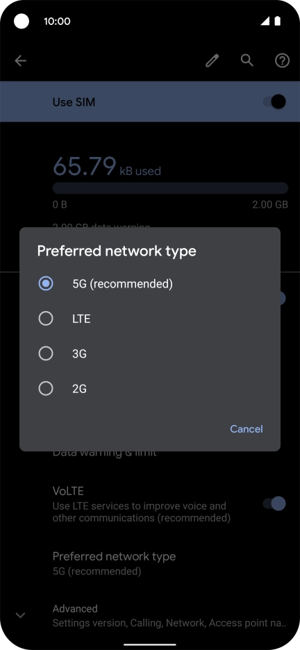 Press the required network mode. Press the required network mode.